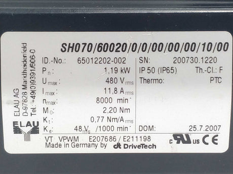 Schneider Electric 65012202-002 SH070/60020/0/0/00/00/00/10/00