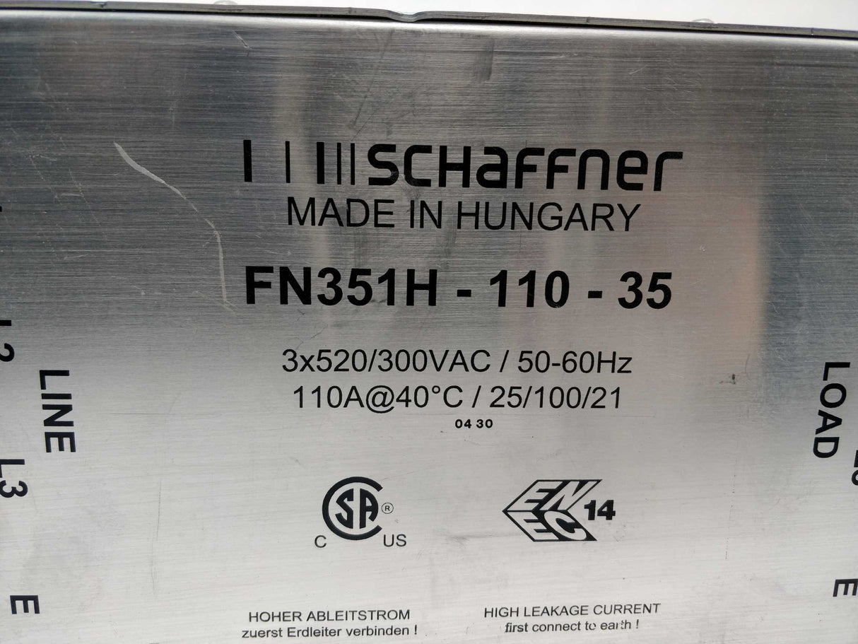SCHAFFNER FN351H-110-35 Three phase Line filter 110A