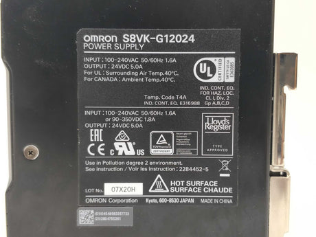 OMRON S8VK-G12024 Power supply 24V 5A