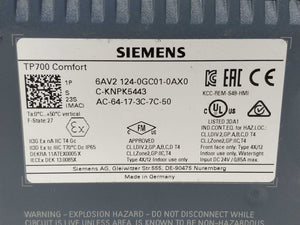 Siemens 6AV2124-0GC01-0AX0 SIMATIC HMI TP700