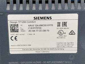 Siemens 6AV2124-5MC00-0YY0 HMI TP1200, not used