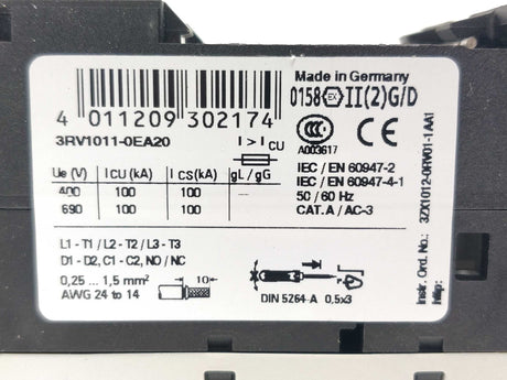 Siemens 3RV1011-0EA20 Circuit breaker 5,2A