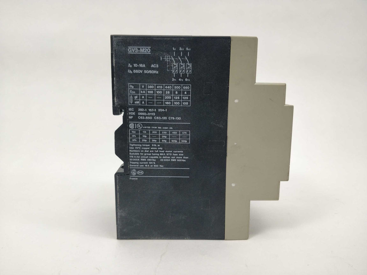 TELEMECANIQUE GV3-M20 50/60HZ MOTOR CIRCUIT BREAKER