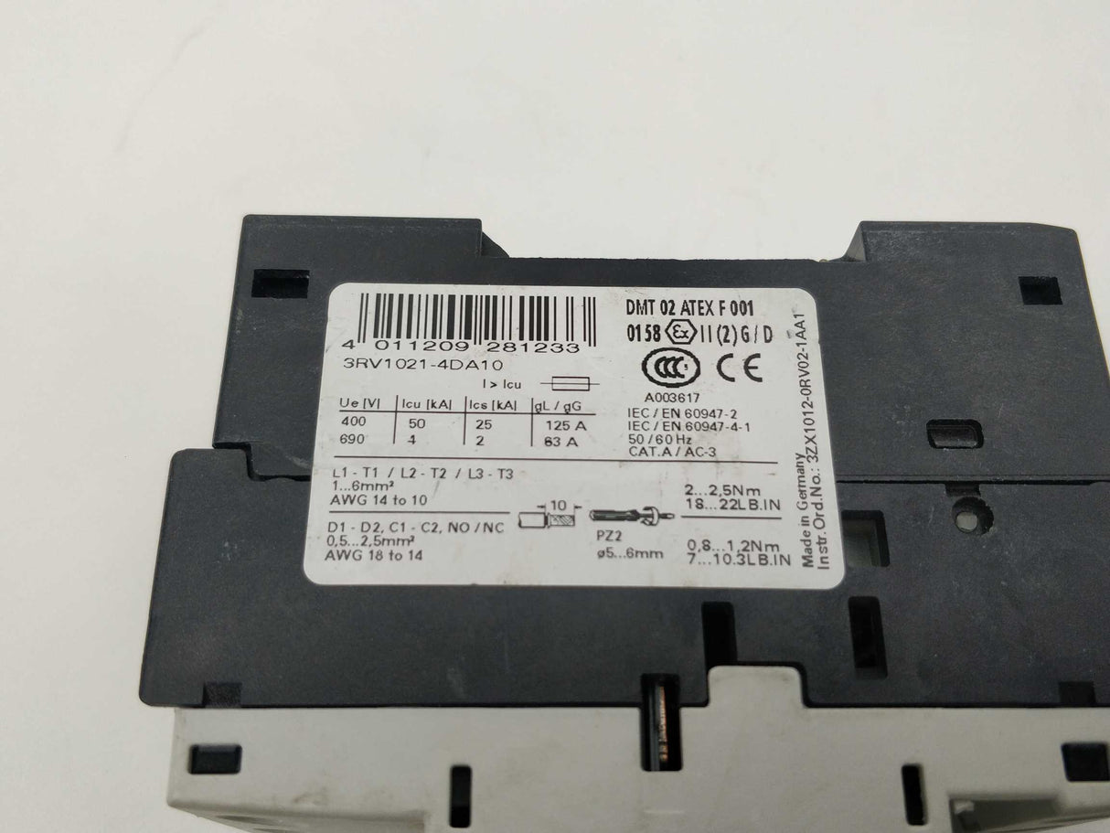 Siemens 3RV1021-4DA10 Circuit breaker for motor protection