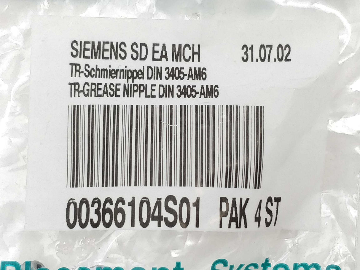 Siemens 00366104-01 TR-Grease Nipple DIN 3405-AM6 7 Pcs