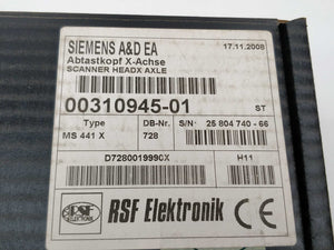 Siemens 00310945-01 MS 441X Scanner HeadX Axle