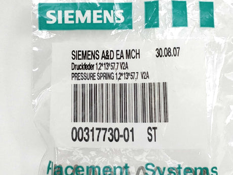 Siemens A&D EA MCH 00317730-01 Pressure Spring 1,2*13*57,7 V2A