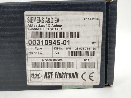 Siemens 00310945-01 MS 441X Scanner HeadX Axle