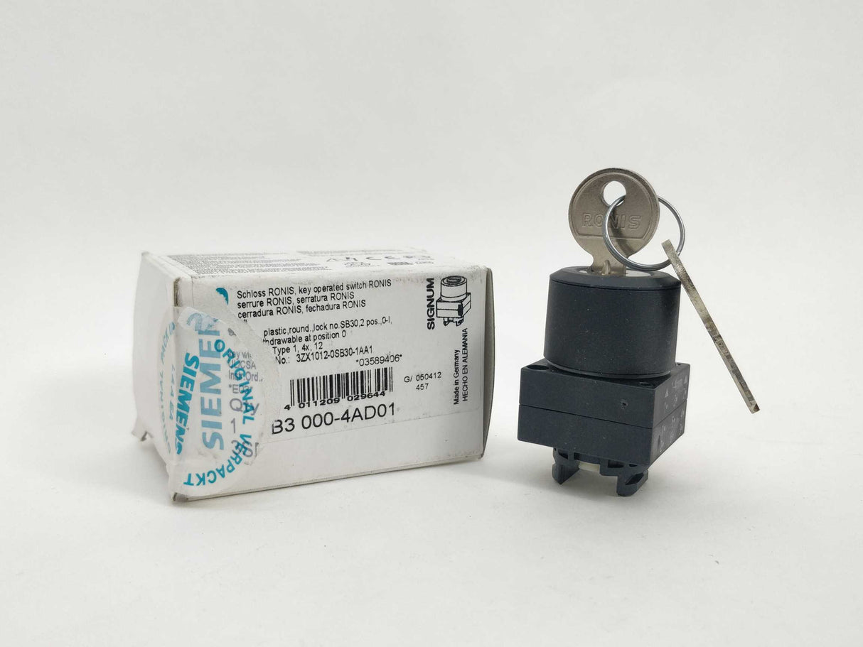 Siemens 3SB3000-4AD01 Key-operated switch 10A/400V 3SB30 00334060-01