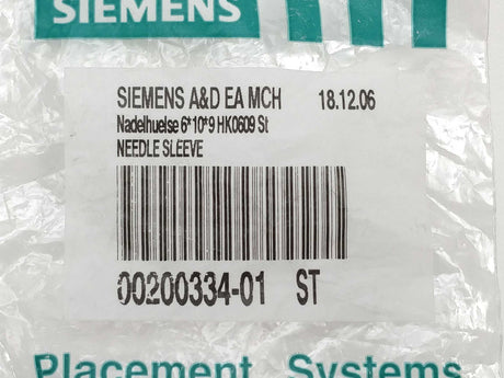 Siemens A&D EA MCH 00200334-01 Needle Sleeve 6*10*9 HK0609 St