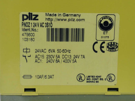 Pilz 475600 PNOZ1 24V AC 3S10