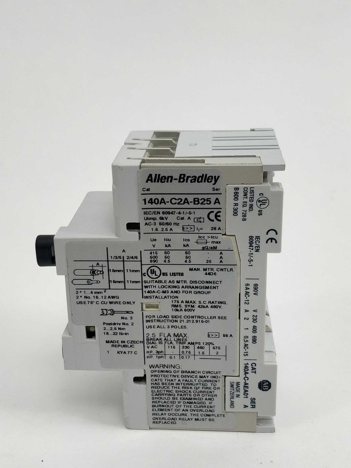 AB 140A-C2A-B25 Ser.A Manual Motor Starter