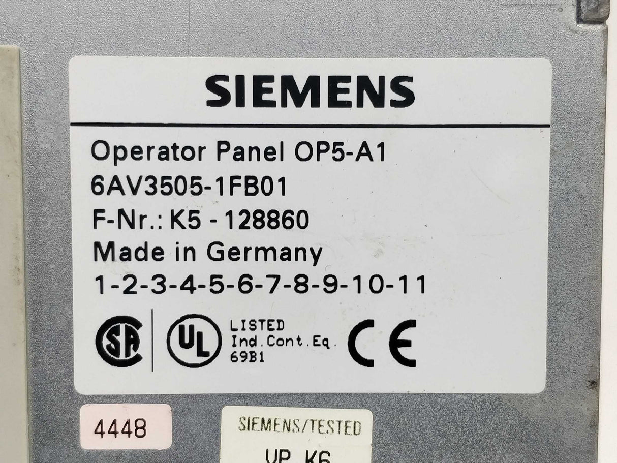 Siemens 6AV3505-1FB01 Operator Panel OP5-A1