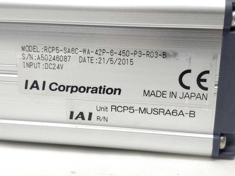 IAI RCP5-SA6C-WA-42P-6-450-P3-R03-B RCP5-MUSRA6A-B Actuator