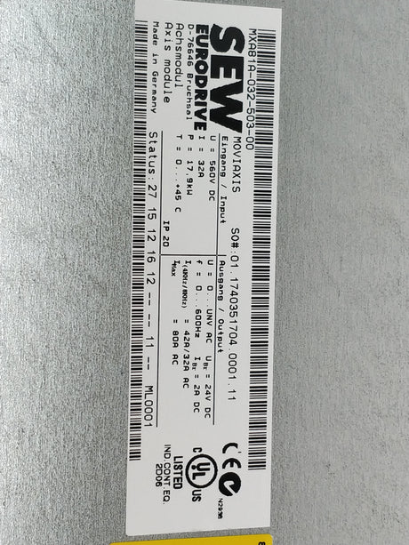 SEW-EURODRIVE  MXA81A-032-503-00 Achsmodul Axis module