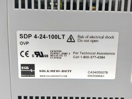 Sola SDP 4-24-100LT Power Supply 115/230VAC 1.8/1.0A 50/60Hz