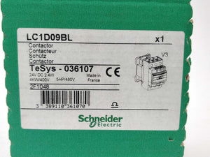 Schneider Electric 036107 TeSys LC1D09BL Contactor. 24VDC