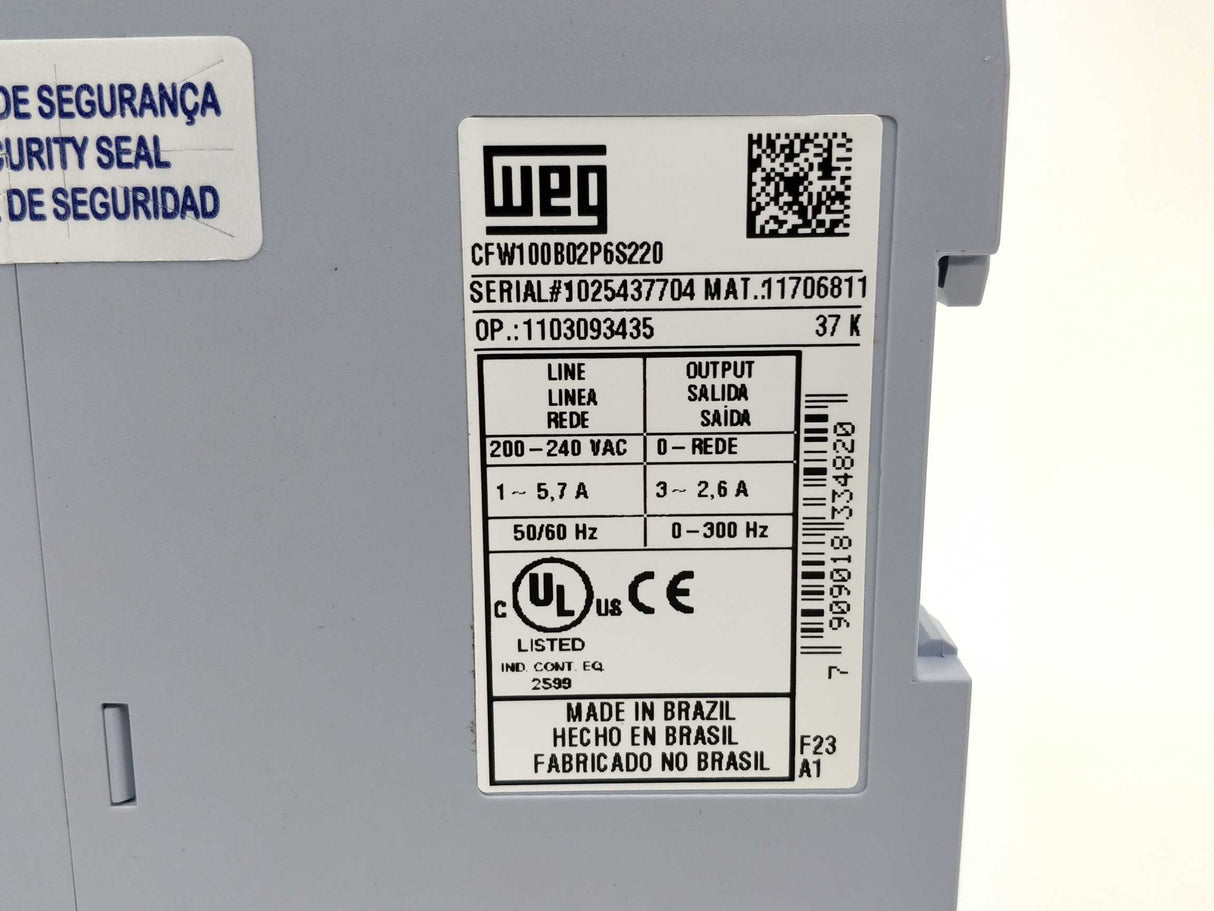 WEG CFW100B02P6S220 Frequency Inverter