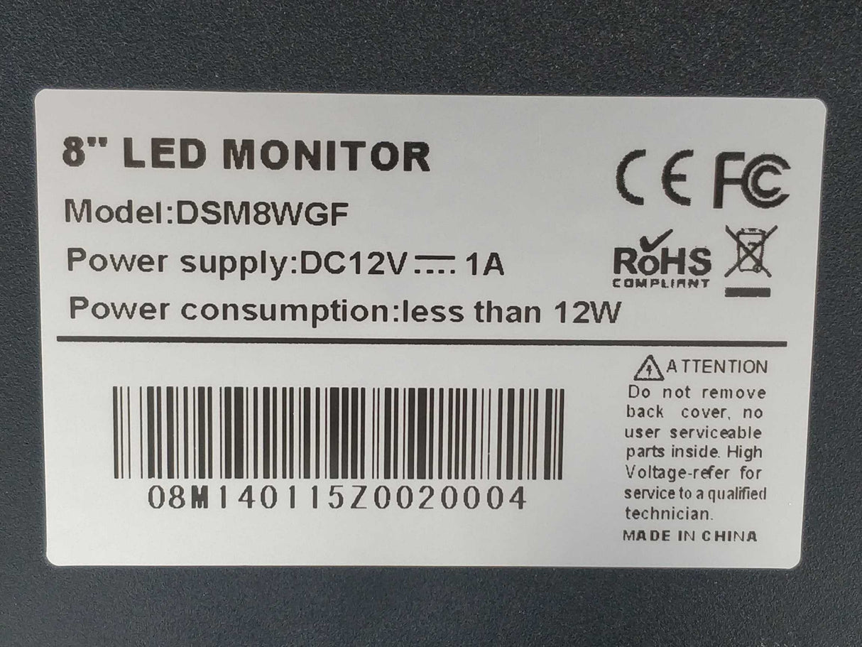 Unknown DSM8WGF 8'' LED Monitor DC12V 1A
