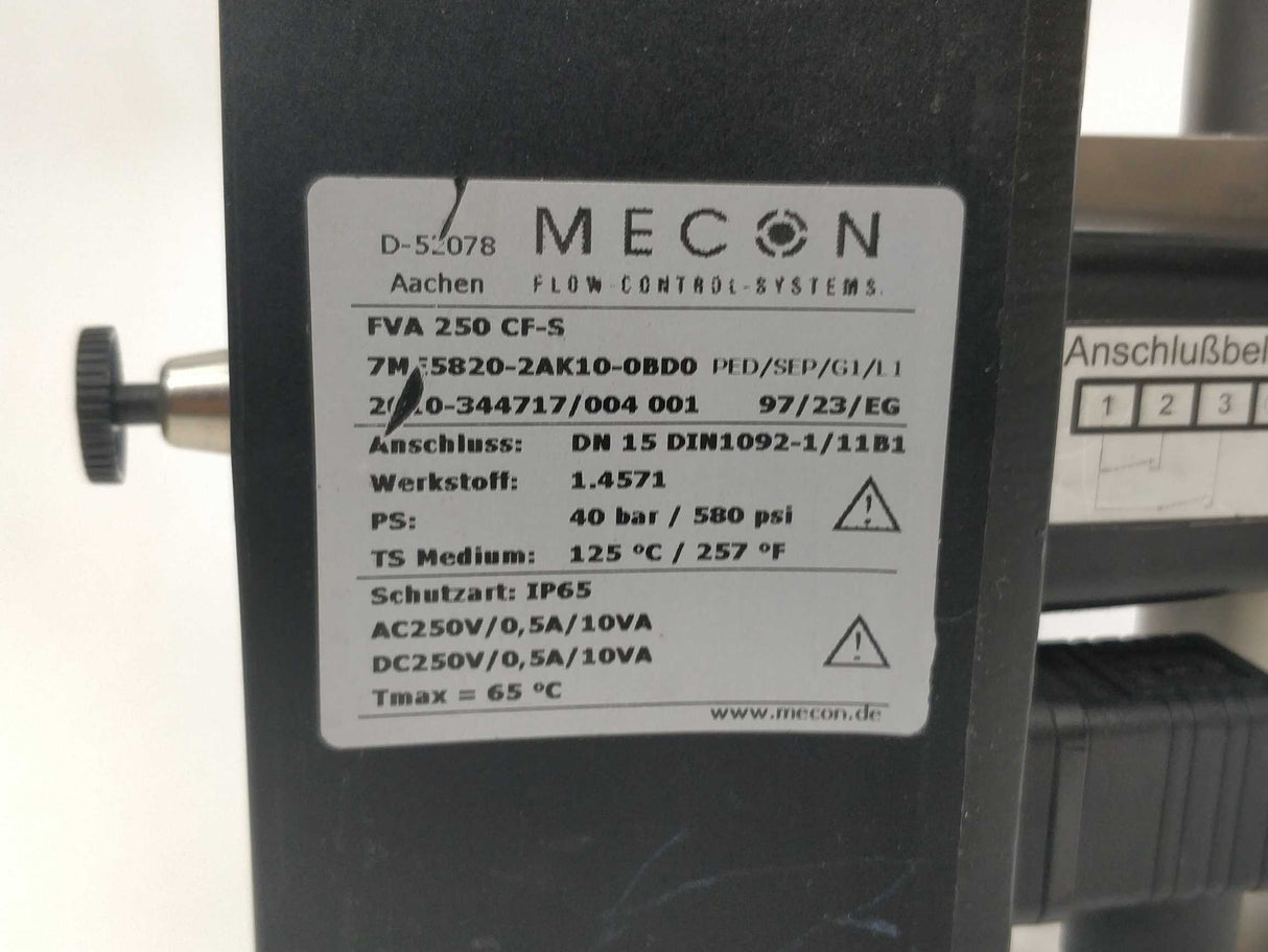 MECON FVA 250 CF-S Variable Area Flowmeters 7ME5820-2AK10-0BD0