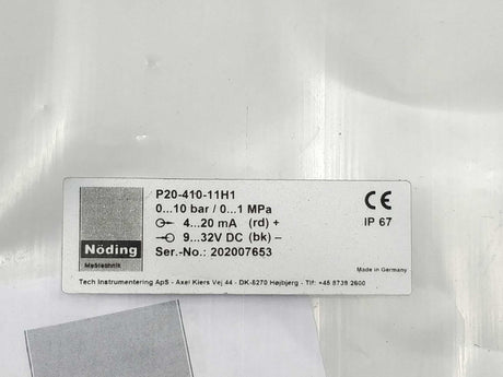 Nöding P20-410-11H1 Operating instructions pressure transmitter