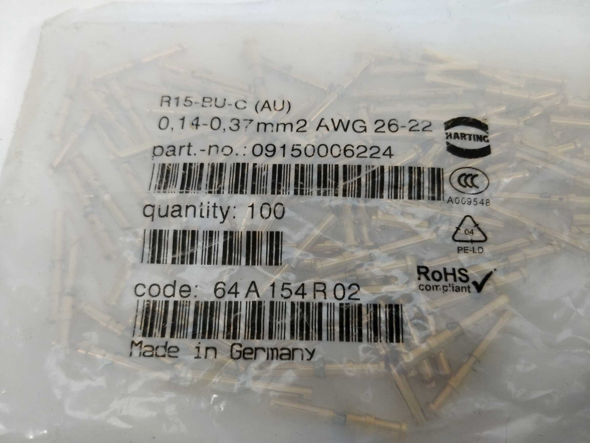 Harting 09150006224 100 Pcs. Contact R15-BU-C, 0,14-0,37 mm²