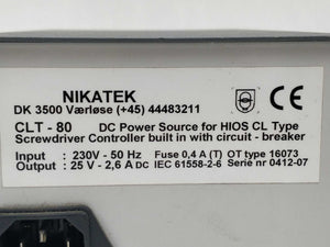 NIKATEK CLT-80 DC power source HIOS CL TYPE controller/w circuit breaker