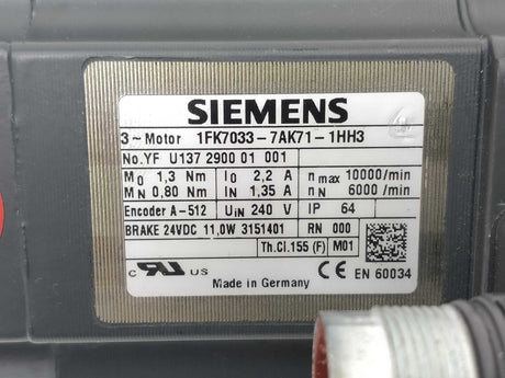 Siemens 1FK7033-7AK71-1HH3 Servo motor