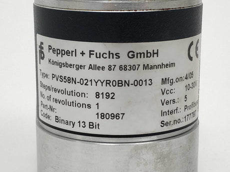 Pepperl+Fuchs 180967 PVS58N-021YYR0BN-0013 Rotary Encoders