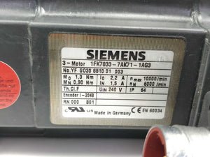 Siemens 1FK7033-7AK71-1AG3 Servo motor