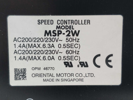 Oriental Motor MSP-2W SPEED CONTROLLER