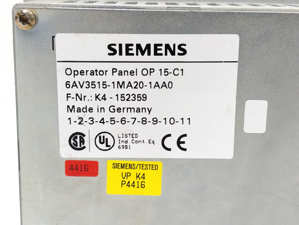 Siemens 6AV3515-1MA20-1AA0 OP 15-C1 Operator Panel