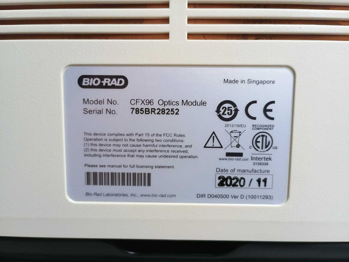 Bio-Rad CFX96 w/ C1000 Touch Thermal Cylinder, 12 Month Warranty