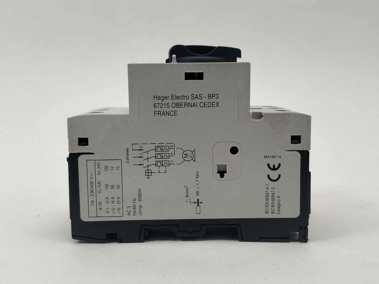 hager MM509N Motor Protection Circuit Breaker with MZ520N