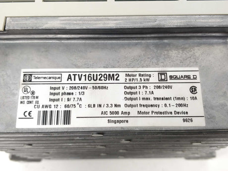 Schneider / Telemecanique ATV16U29M2 Altivar 16 Speed Controller. 1,5 KW