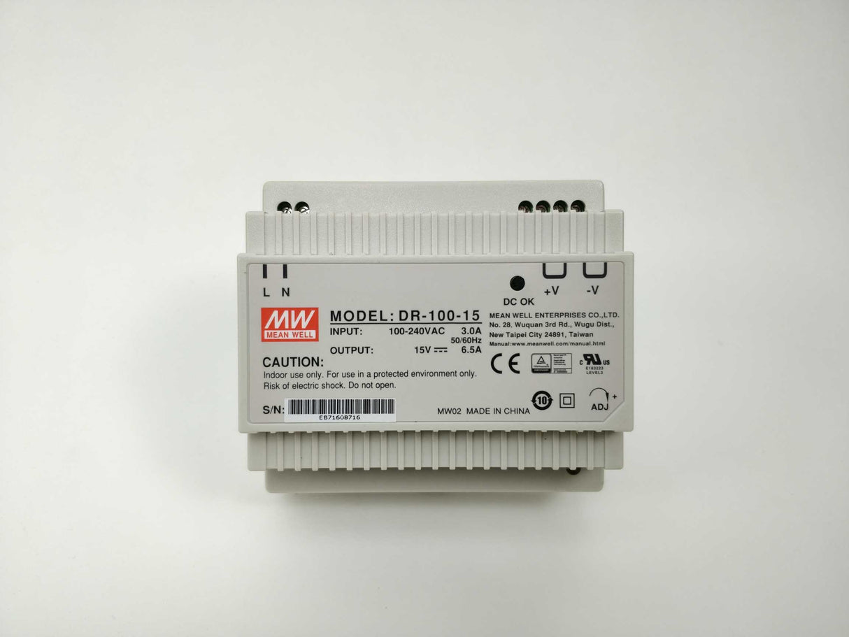 Mean Well DR-100-15 Power supply output: 15V 6.5A