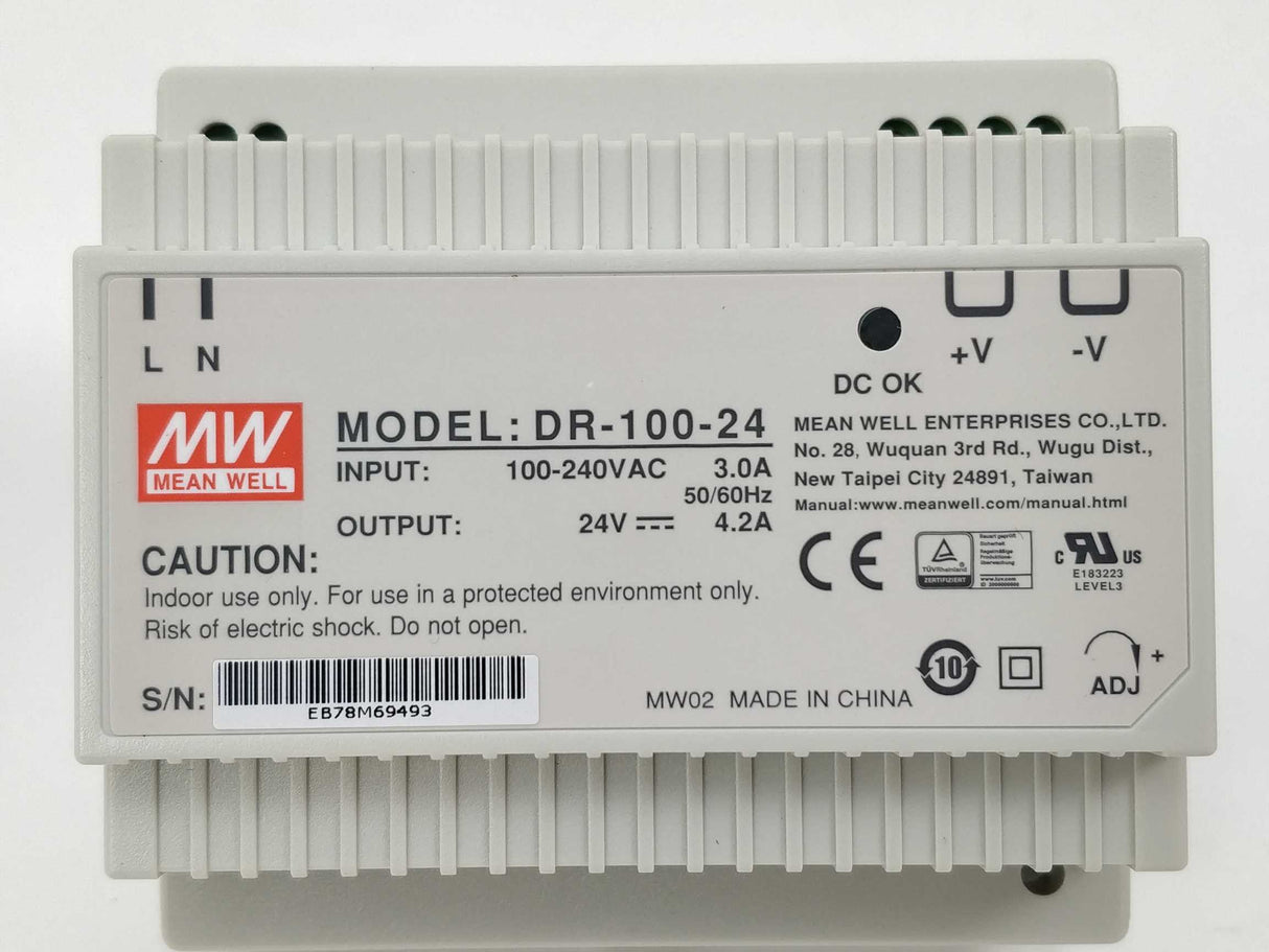 Mean Well DR-100-24 Power supply output: 24V 4.2A