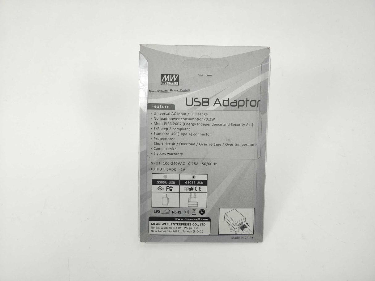 Mean Well GS05E-USB AC/DC, adaptor, 5W, USBout