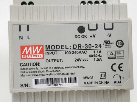 Mean Well DR-30-24 Power supply output: 24V 1.5A