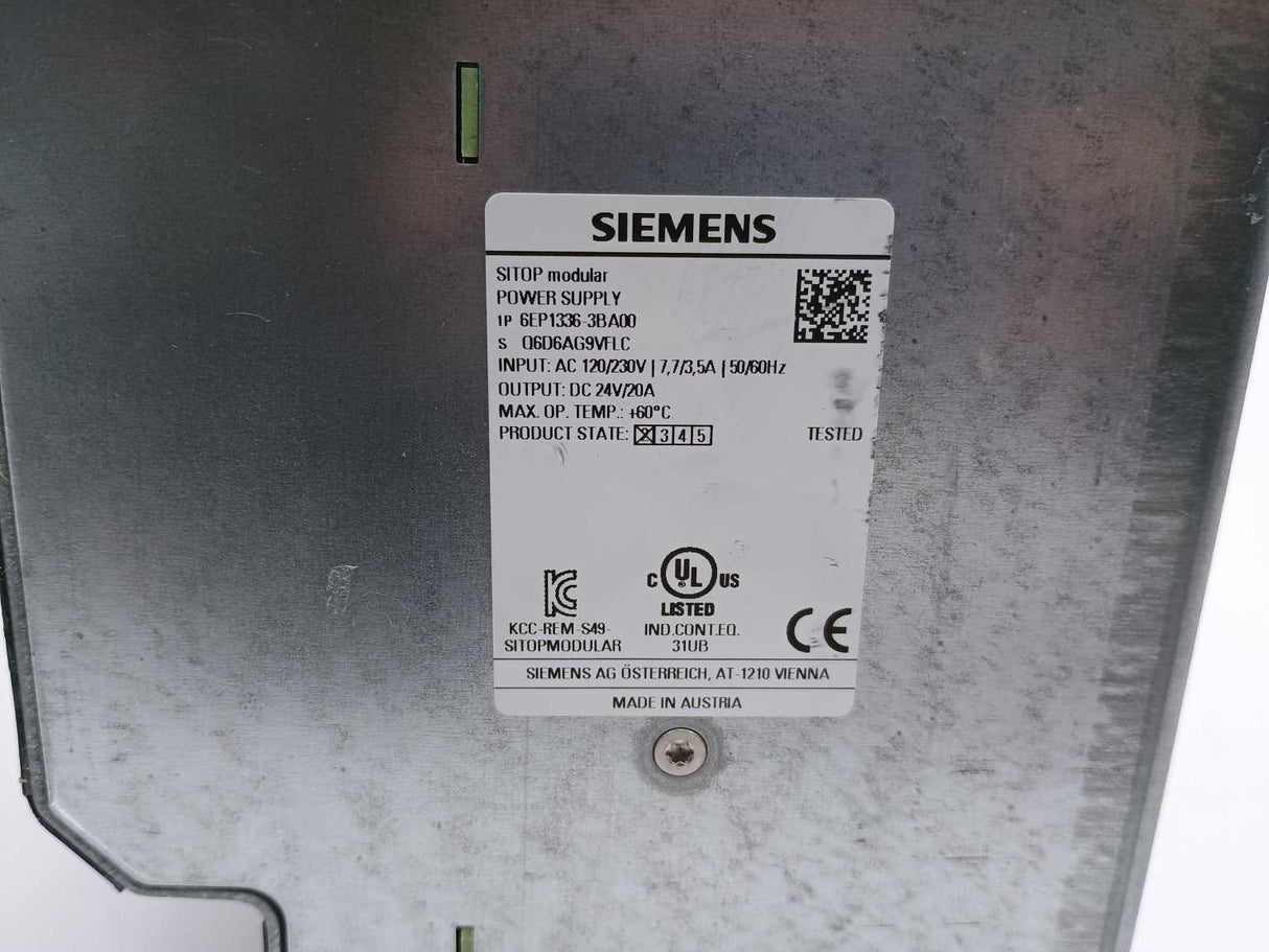 Siemens 6EP1336-3BA00 SITOP modular 20 A 24V power supply input