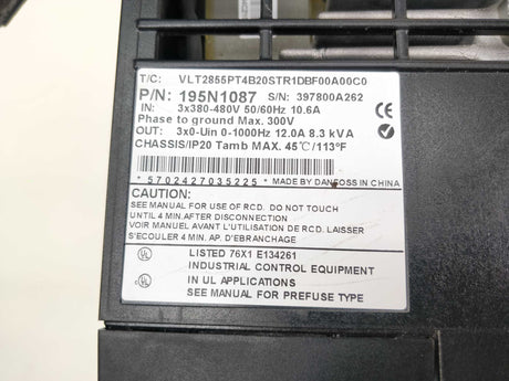 Danfoss 195N1087 VLT2855PT4B20STR1DBF00A00C0