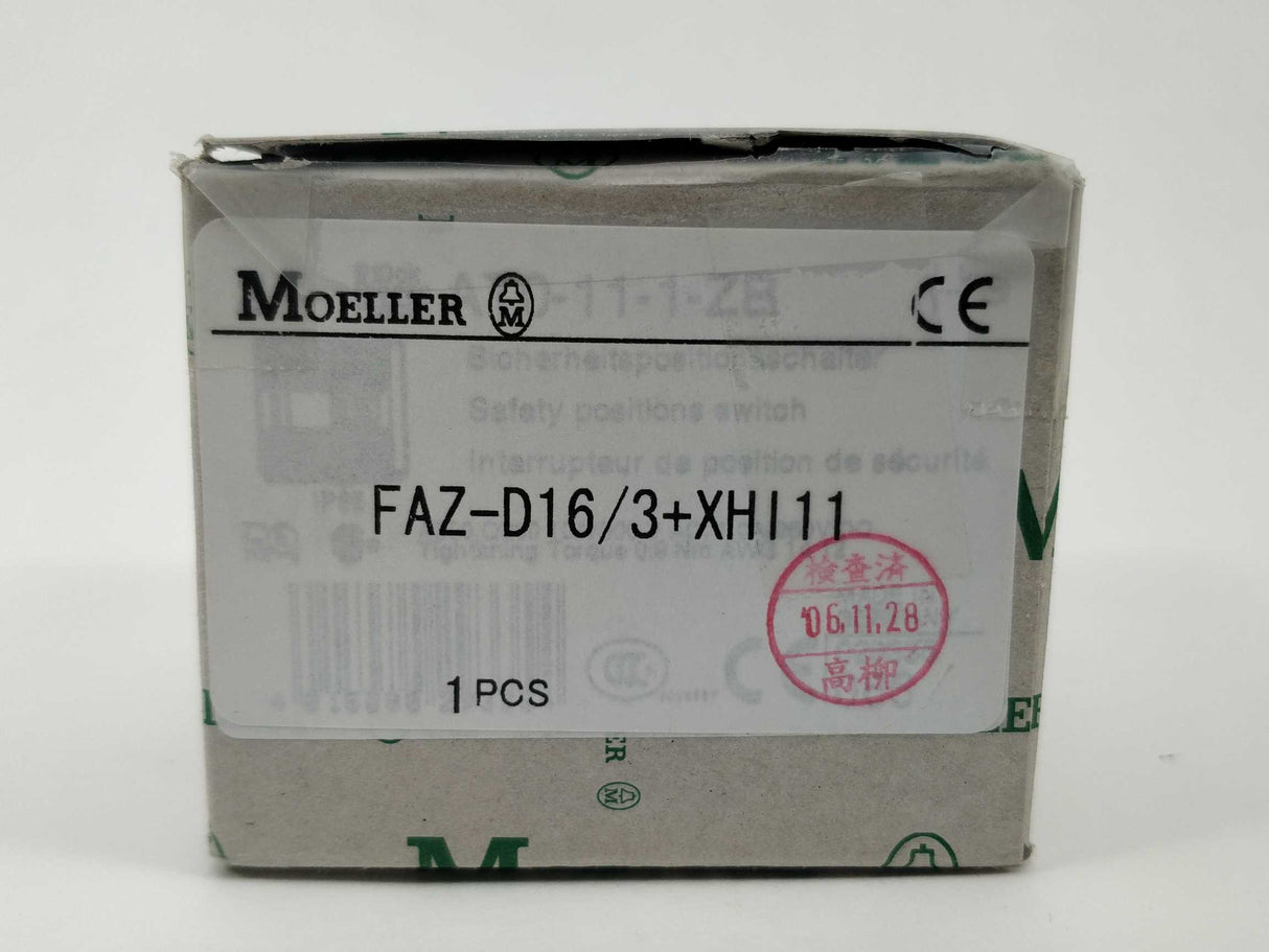 MOELLER FAZ-D16/3 Circuit breaker with XHI11 Auxiliary contact