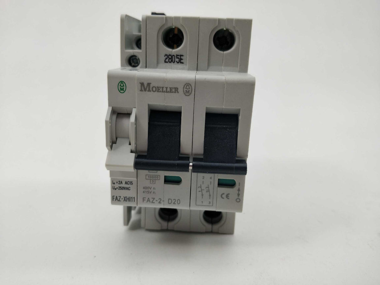 MOELLER FAZ-2-D20 Circuit breaker with FAZ-XHI11 Auxiliary contact