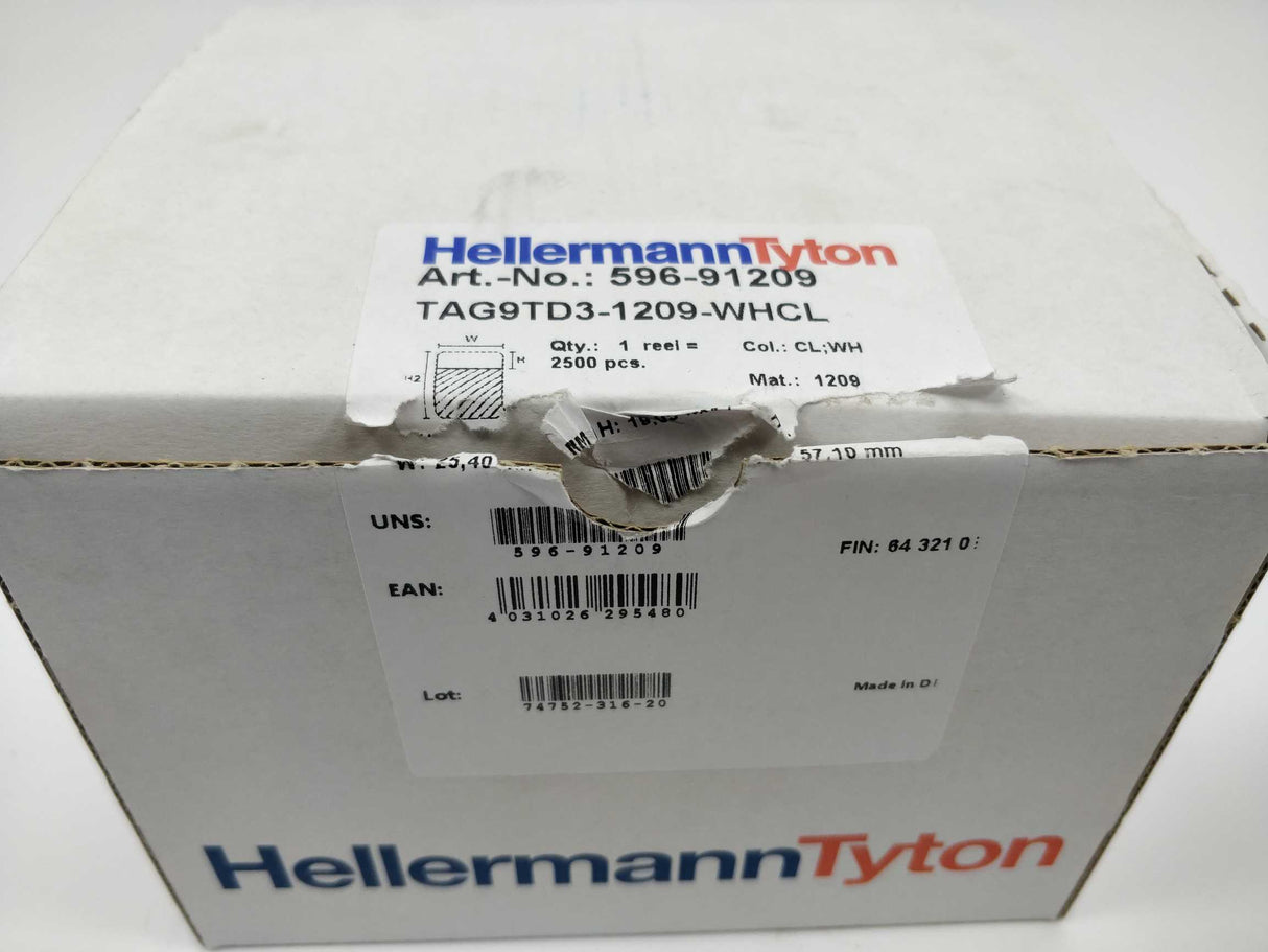 HellermannTyton 596-91209 TAG9TD3-1209-WHCL, Cable label, self laminating