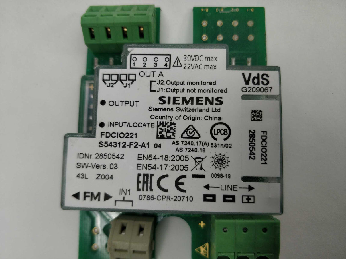Siemens FDCIO221 S54312-F2-A1 Input/output module