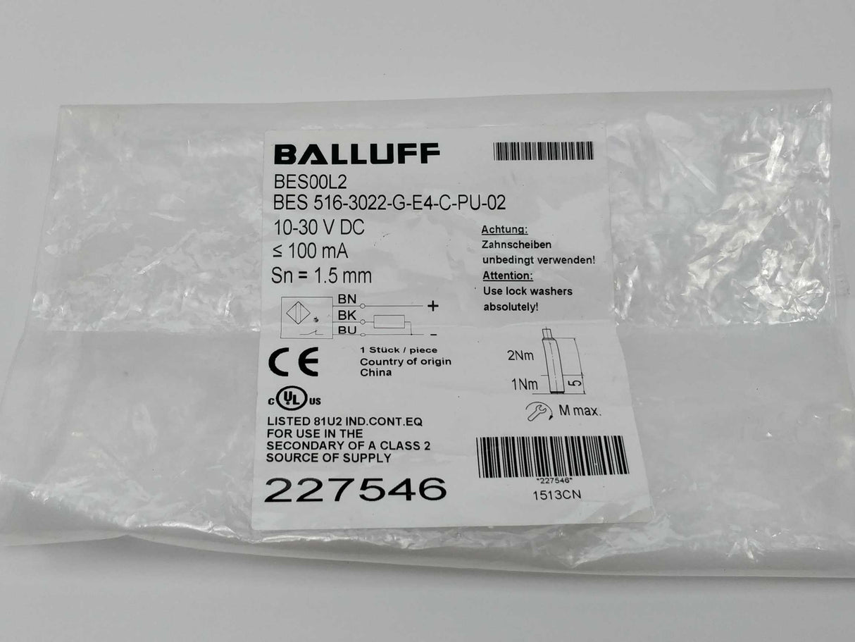 BALLUFF BES 516-3022-G-E4-C-PU-02 BES00L2 Inductive standard sensor