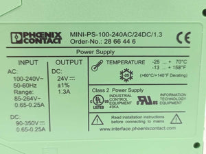 Phoenix Contact 2866446 MINI-PS-100-240AC/24DC/1.3 Power Supply