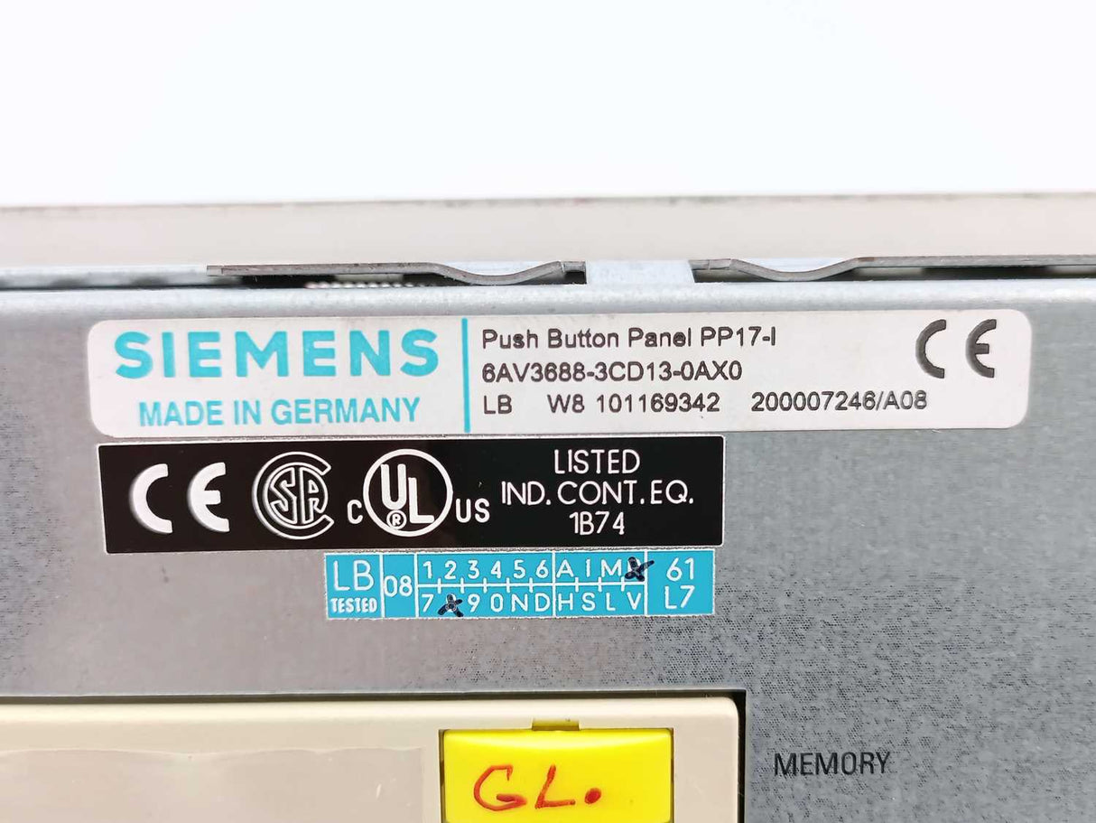 Siemens 6AV3688-3CD13-0AX0 Push Button Panel PP17-I