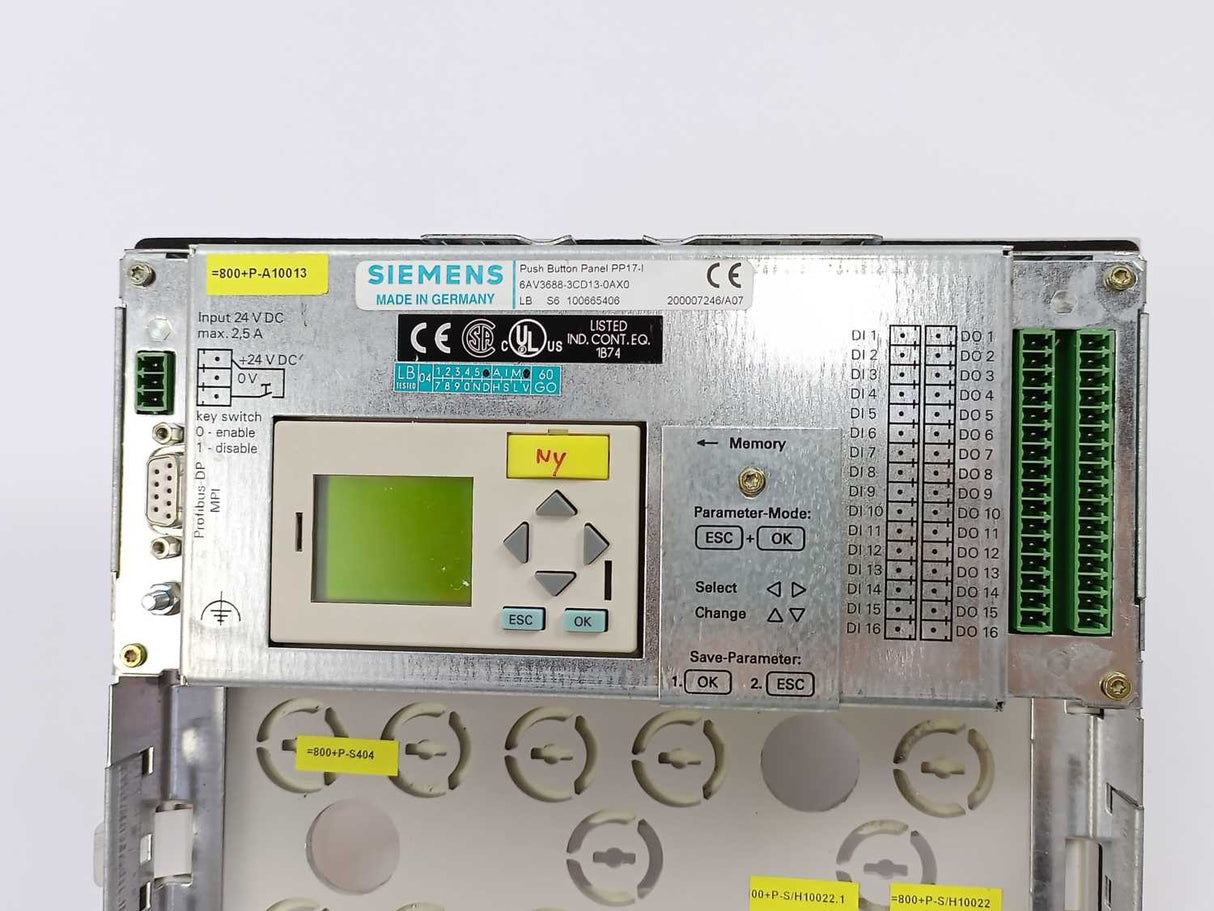 Siemens 6AV3688-3CD13-0AX0 Push Button Panel PP17-I