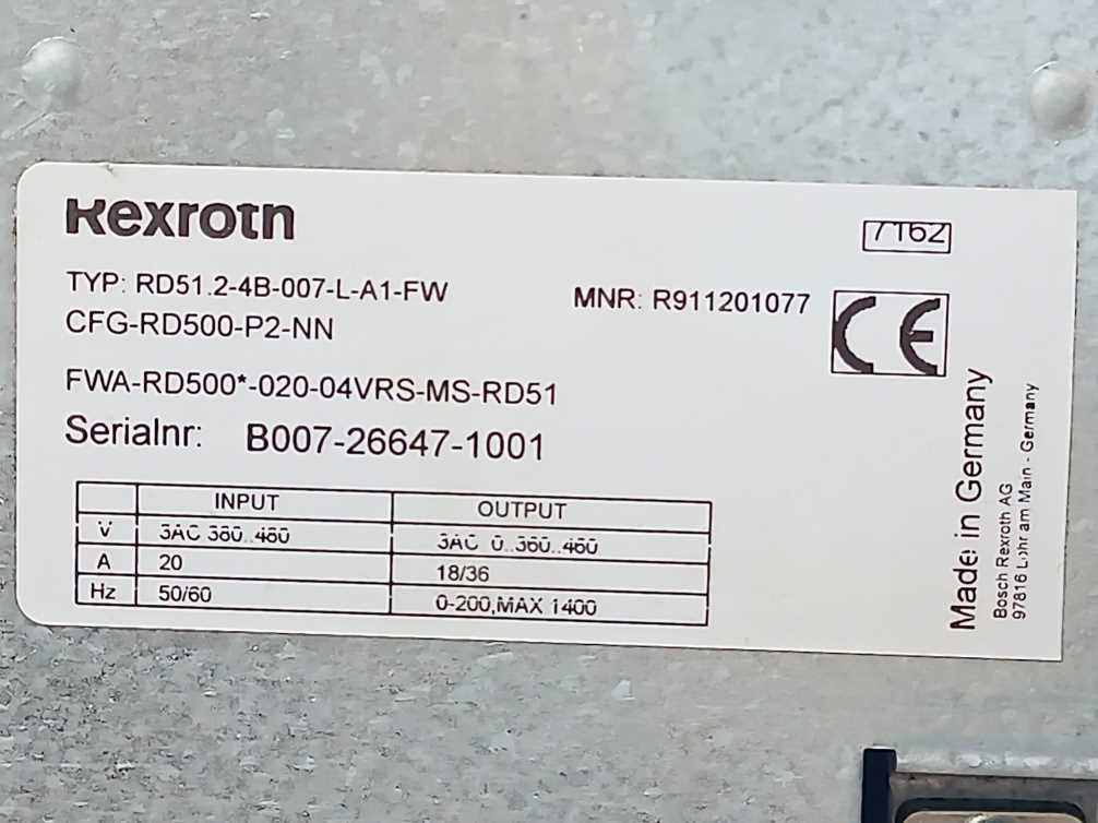 Rexroth R911201077 RD500, RD51.2-4B-007-L-A1-FW, Controls
